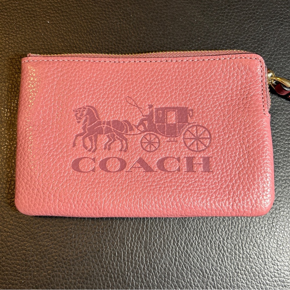 Coach corner zip wristlet with Horse and Brand embossed